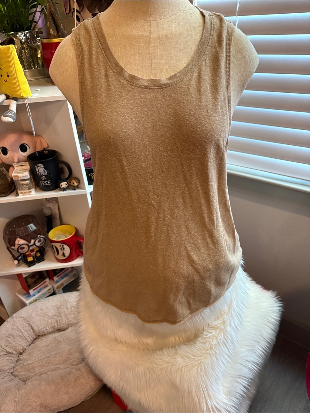 aerie Camel Scoop Neck Tank Top